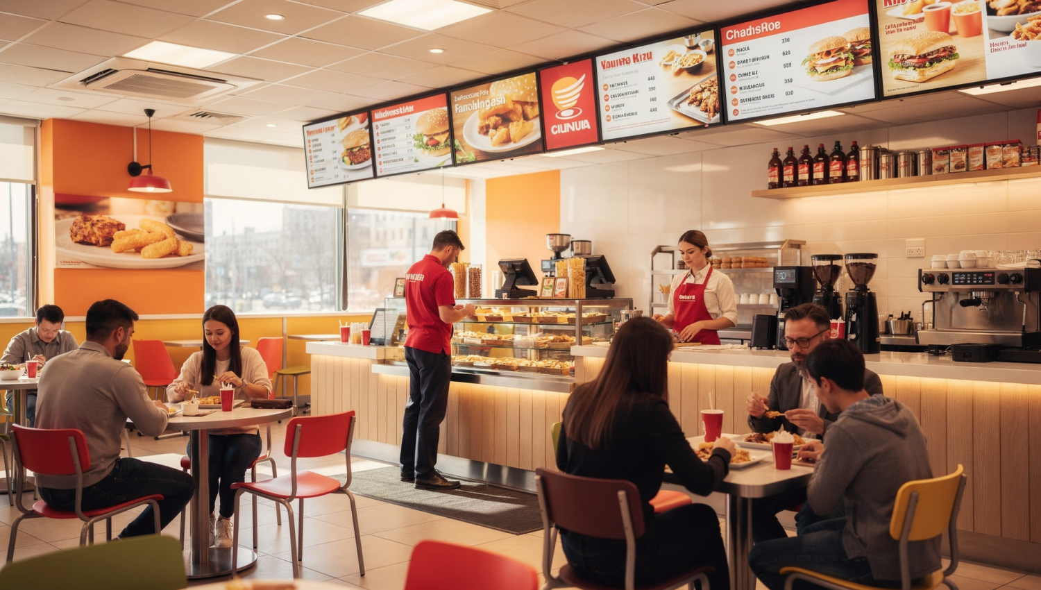 Lösungsvorschlag für ein AV-System einer Schnellgastronomie